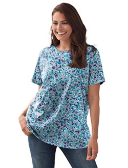 Women's Plus Size Perfect Printed Short-Sleeve Crewneck Tee Shirt