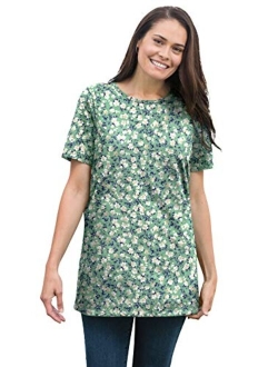 Women's Plus Size Perfect Printed Short-Sleeve Crewneck Tee Shirt