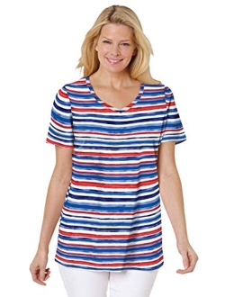 Women's Plus Size Perfect Printed Short-Sleeve V-Neck Tee Shirt