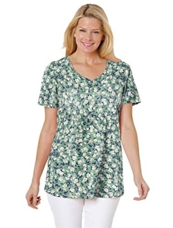 Women's Plus Size Perfect Printed Short-Sleeve V-Neck Tee Shirt