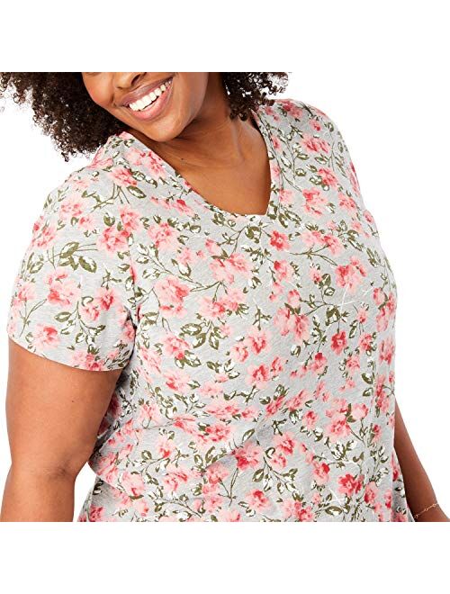 Woman Within Women's Plus Size Perfect Printed Short-Sleeve V-Neck Tee Shirt