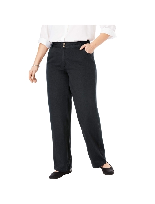 Woman Within Women's Plus Size Wide Leg Cotton Jean