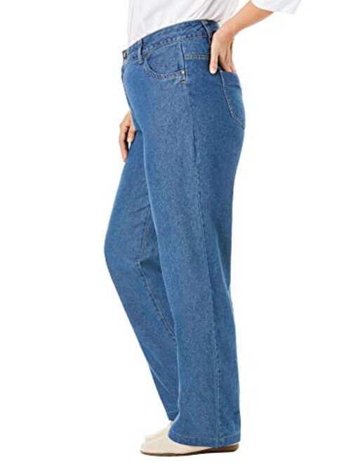 Woman Within Women's Plus Size Wide Leg Cotton Jean