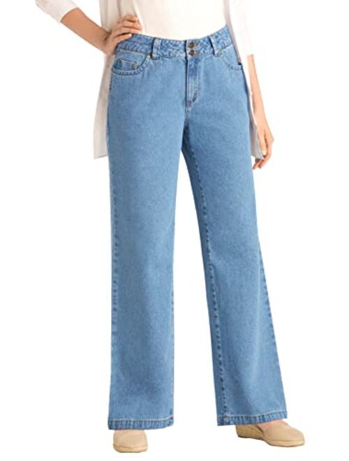 Woman Within Women's Plus Size Wide Leg Cotton Jean