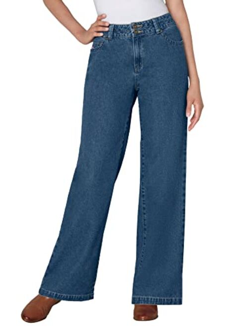 Woman Within Women's Plus Size Wide Leg Cotton Jean