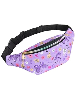 QtGirl Fanny Pack for Kids, Glitter Waist Bag Shiny Bags with Adjustable Belt for Children Sport Running, Camping, Trip