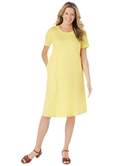 Women's Plus Size Short-Sleeve Crewneck Tee Dress