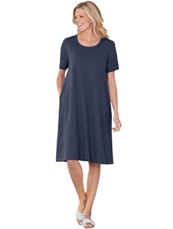 Women's Plus Size Short-Sleeve Crewneck Tee Dress