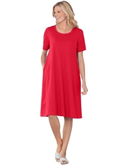 Women's Plus Size Short-Sleeve Crewneck Tee Dress