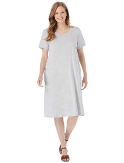 Women's Plus Size Short-Sleeve Crewneck Tee Dress