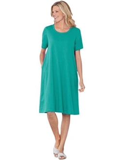 Women's Plus Size Short-Sleeve Crewneck Tee Dress