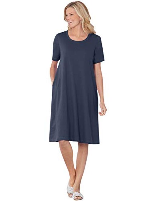 Woman Within Women's Plus Size Short-Sleeve Crewneck Tee Dress