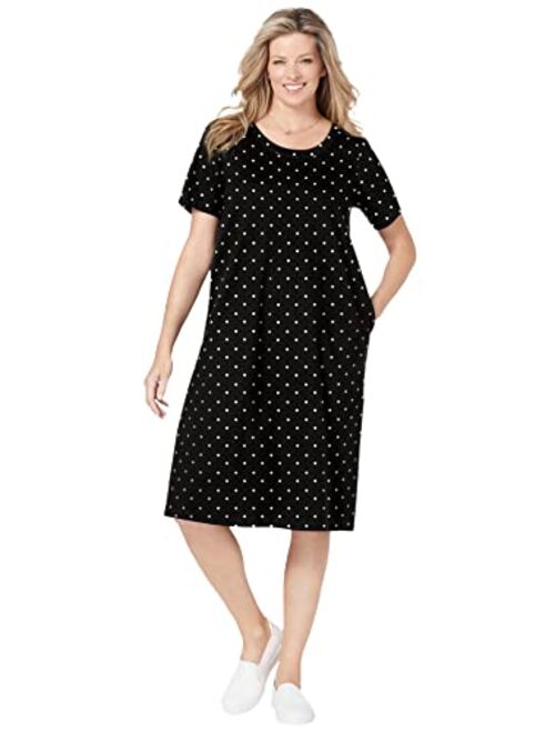 Woman Within Women's Plus Size Short-Sleeve Crewneck Tee Dress