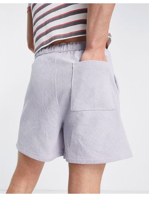 ASOS DESIGN wide shorts in pastel blue natural look textured fabrics