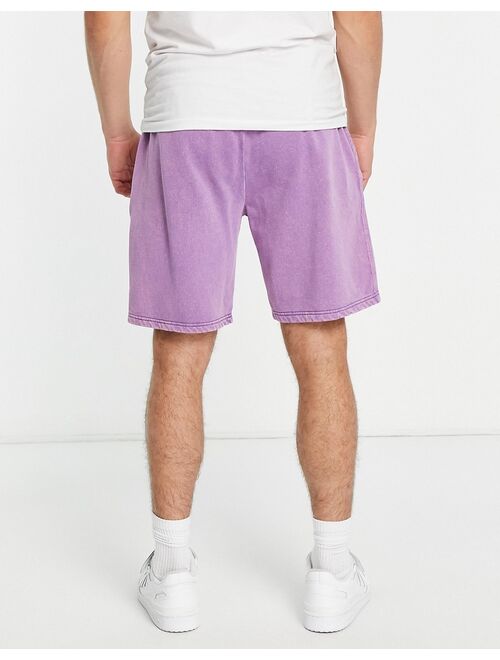 River Island slim washed shorts in purple