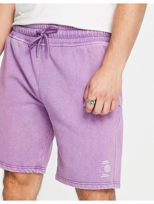 River Island slim washed shorts in purple