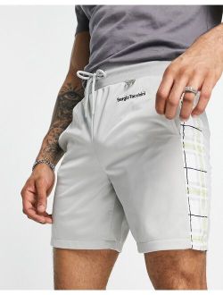 Sergio Tacchini check taping shorts in gray