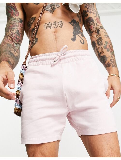 ASOS DESIGN skinny jersey shorter length shorts in pink