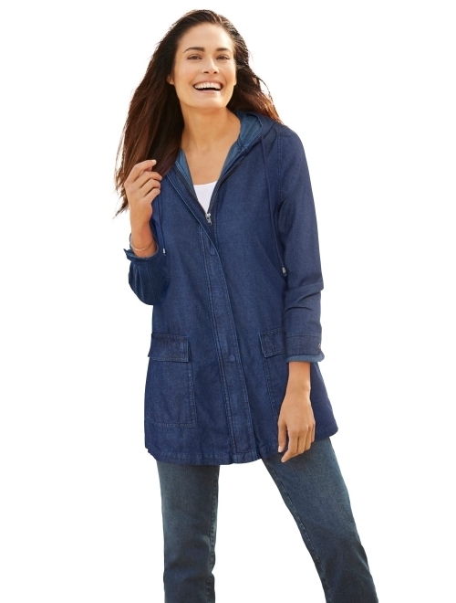 Woman Within Women's Plus Size Lightweight Hooded Jacket