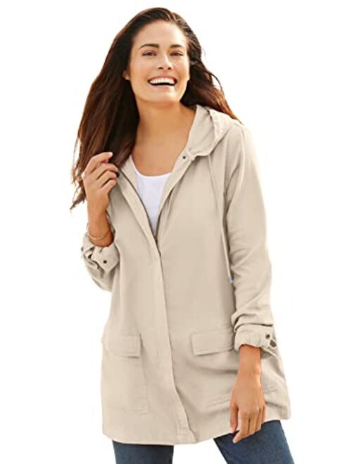 Woman Within Women's Plus Size Lightweight Hooded Jacket