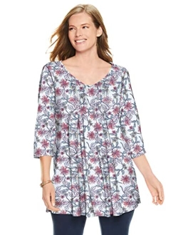 Women's Plus Size V-Neck Pintucked Tunic