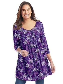 Women's Plus Size V-Neck Pintucked Tunic