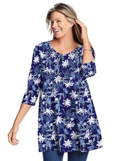 Women's Plus Size V-Neck Pintucked Tunic