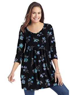 Women's Plus Size V-Neck Pintucked Tunic