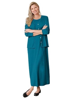 Women's Plus Size Lettuce Trim Knit Jacket Dress