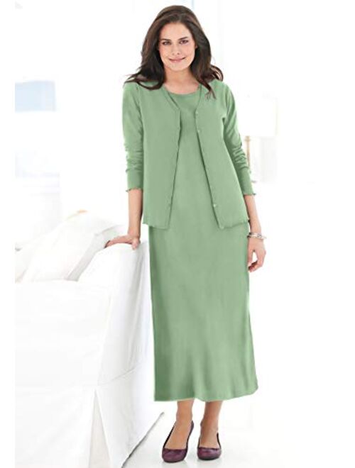 Woman Within Women's Plus Size Lettuce Trim Knit Jacket Dress