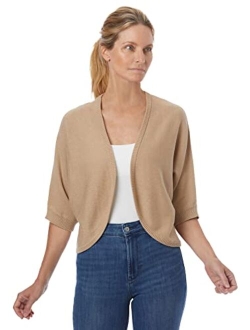 Women's Plus Size Rib Trim Cardigan Shrug Sweater