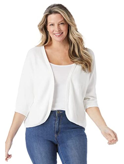 Woman Within Women's Plus Size Rib Trim Cardigan Shrug Sweater