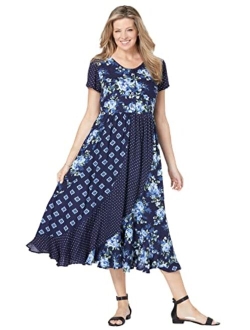 Women's Plus Size Mixed Print Maxi Dress