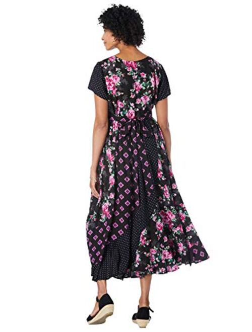 Woman Within Women's Plus Size Mixed Print Maxi Dress