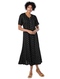 Women's Plus Size Short-Sleeve Button-Front Dress