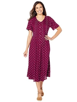 Women's Plus Size Short-Sleeve Button-Front Dress