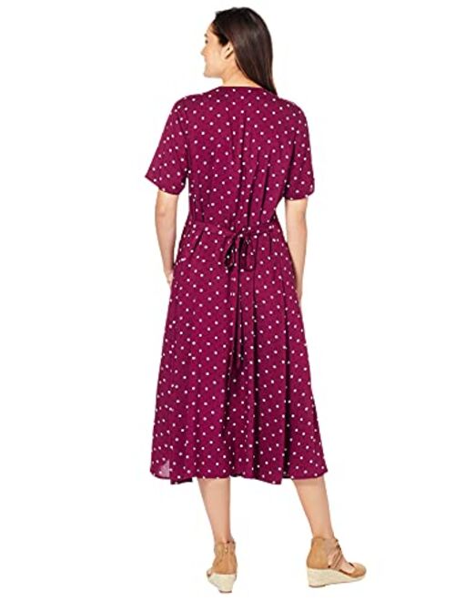 Woman Within Women's Plus Size Short-Sleeve Button-Front Dress