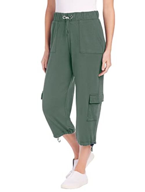 Woman Within Women's Plus Size Pull-On Knit Cargo Capri Pants