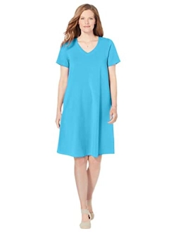 Women's Plus Size Short Sleeve V-Neck Tee Dress