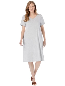 Women's Plus Size Short Sleeve V-Neck Tee Dress