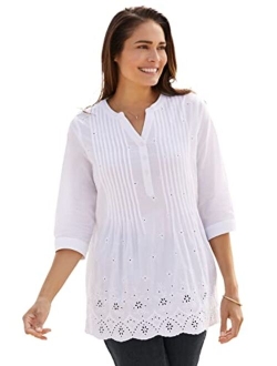 Women's Plus Size Embroidered Cotton Tunic