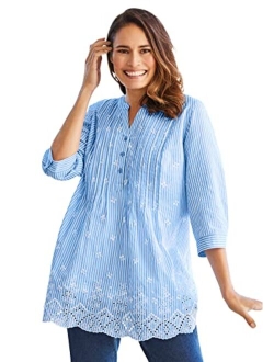 Women's Plus Size Embroidered Cotton Tunic