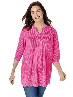 Women's Plus Size Embroidered Cotton Tunic