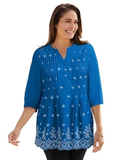 Women's Plus Size Embroidered Cotton Tunic