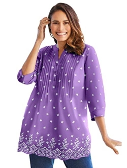 Women's Plus Size Embroidered Cotton Tunic