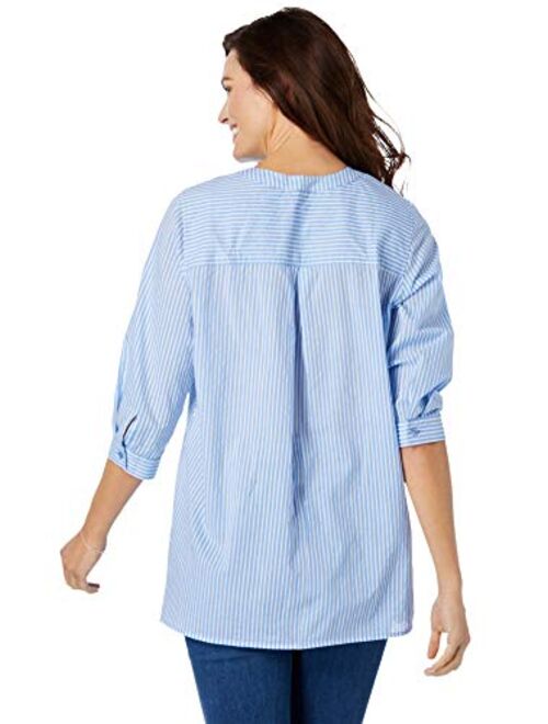 Woman Within Women's Plus Size Embroidered Cotton Tunic