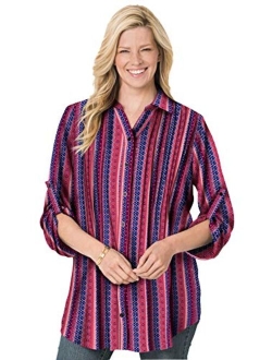 Women's Plus Size Pintucked Print Tunic Shirt