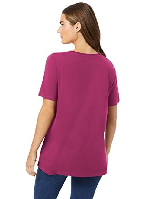 Woman Within Women's Plus Size Perfect Short-Sleeve Crewneck Tee Shirt