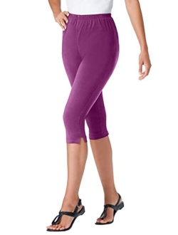 Women's Plus Size Stretch Cotton Capri Legging