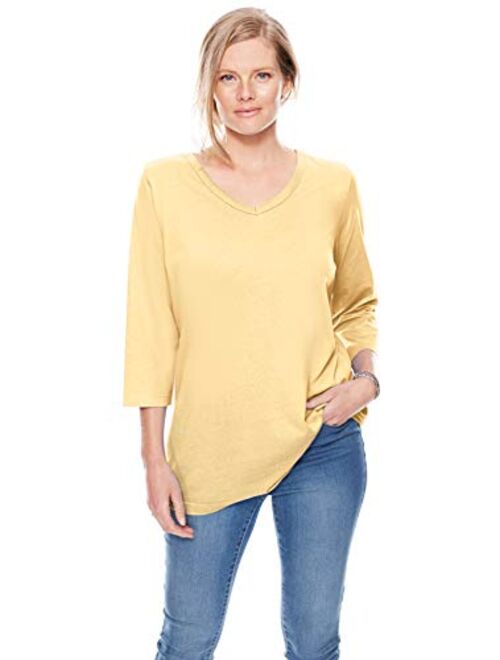 Woman Within Women's Plus Size Perfect Three-Quarter Sleeve V-Neck Tee Shirt